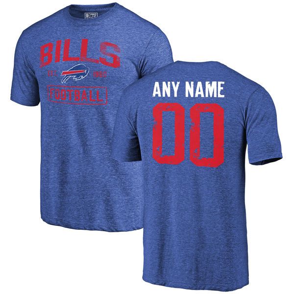 Men Buffalo Bills NFL Pro Line by Fanatics Branded Royal Distressed Custom Name and Number Tri-Blend T-Shirt->->Sports Accessory